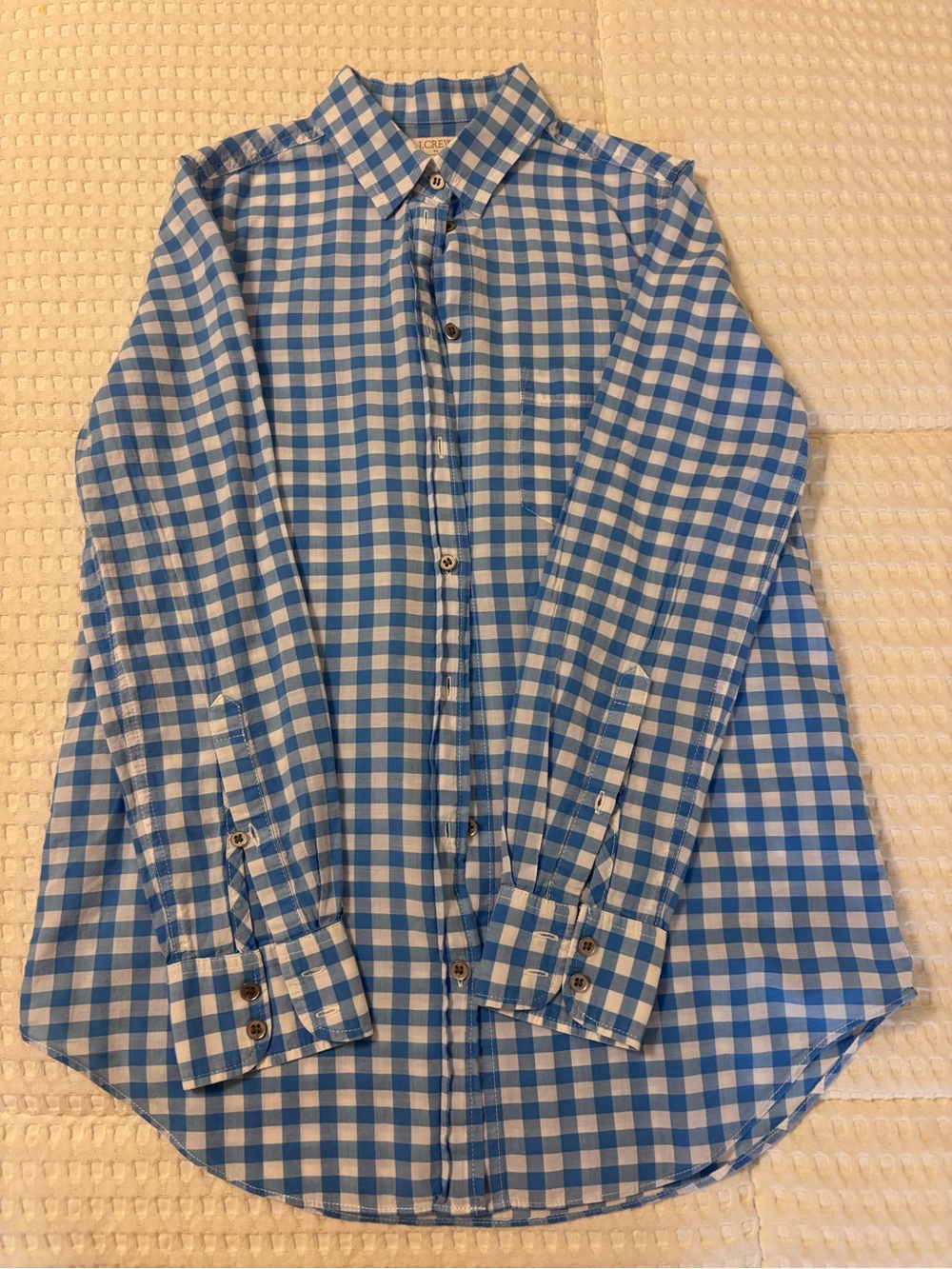 Classic Blue and White Gingham Button-Down Shirt - Women’s